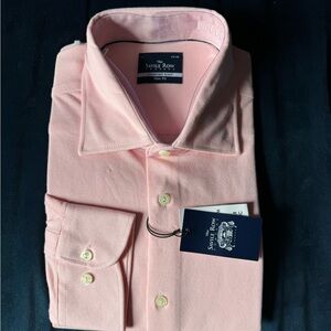 Savile Row Slim Fit Pink Knit Dress Shirt NWT 17 34/35